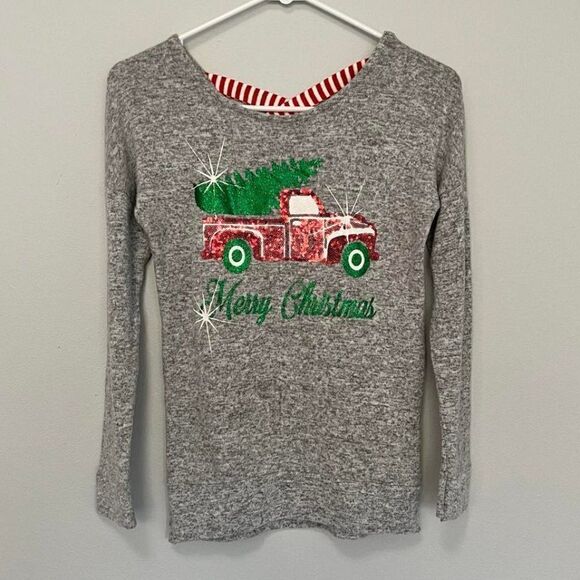 Poof! Girls Long Sleeve Christmas Top Size Medium - Picture 1 of 7
